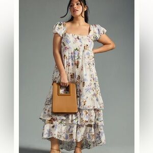 🌺 By Anthropologie Tiered Cap-Sleeve Dress🌺